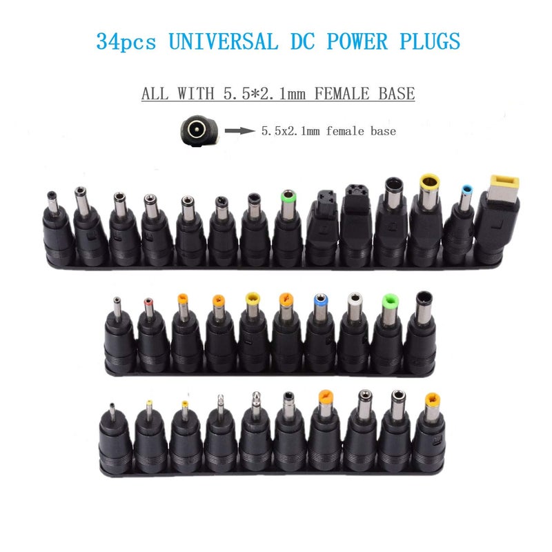 Outtag Universal 34pcs DC Connectors Plug Kit DC Power Adapter Connector, 5.5 x 2.1mm Female Base - Image 5